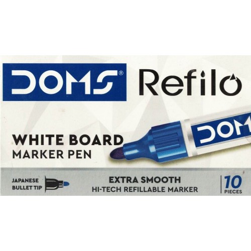 DOMS Refilo White Board Marker Pen 10 Pcs Blue KS01307